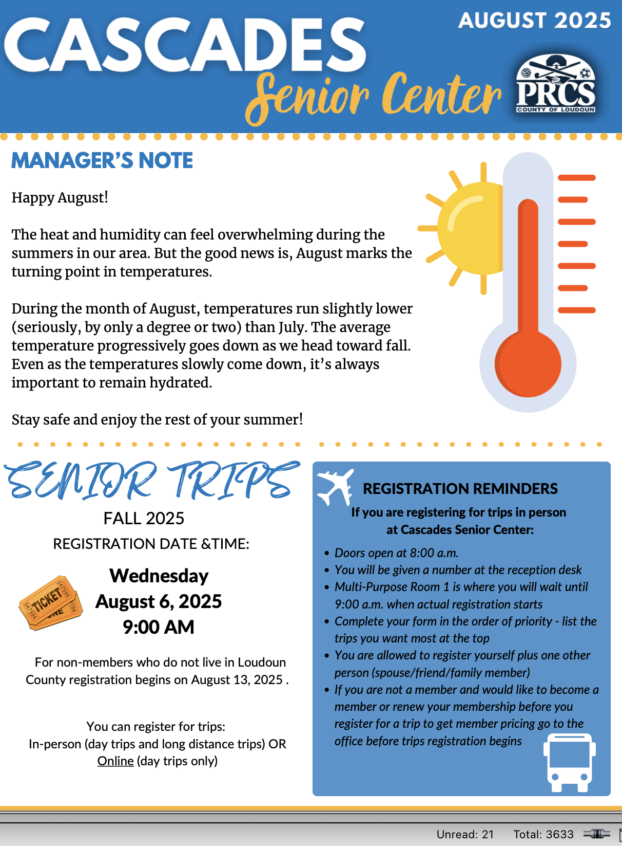 August 2025 Cascades Newsletter